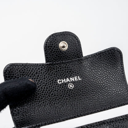 Chanel classic flap card holder caviar black  (microchip)