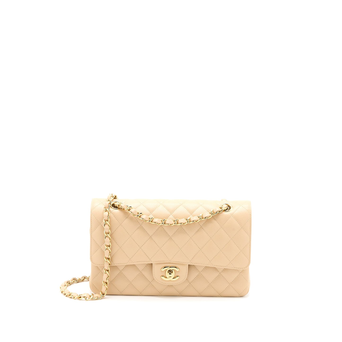Chanel Medium Classic Double Flap Bag Caviar Beige