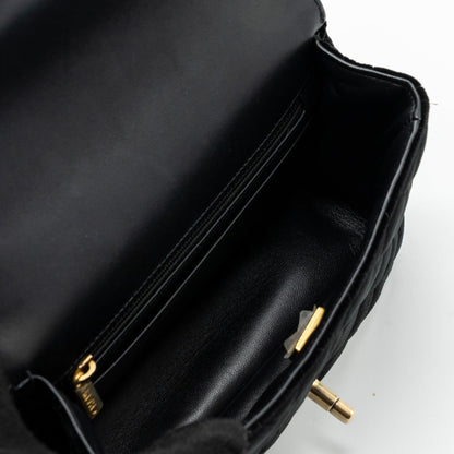 Chanel 22B Chanel on chains square flap bag velvet black  (Microchip)