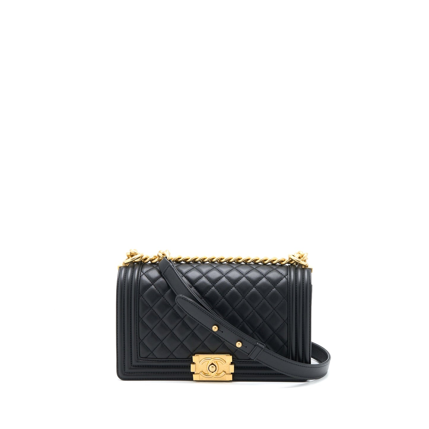 Chanel Medium Boy Bag Calfskin Black Brushed
