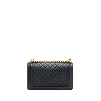 Chanel Medium Boy Bag Calfskin Black Brushed