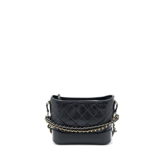 Chanel Small Gabrielle Hobo Bag Aged Calfskin Black Multicolour Hardware