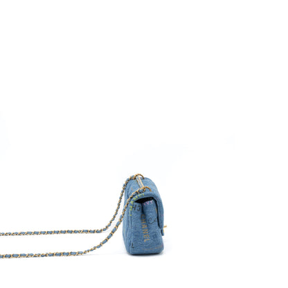 Chanel 22P Blue Denim Flap Bag Denim Blue Brushed  (Microchip)