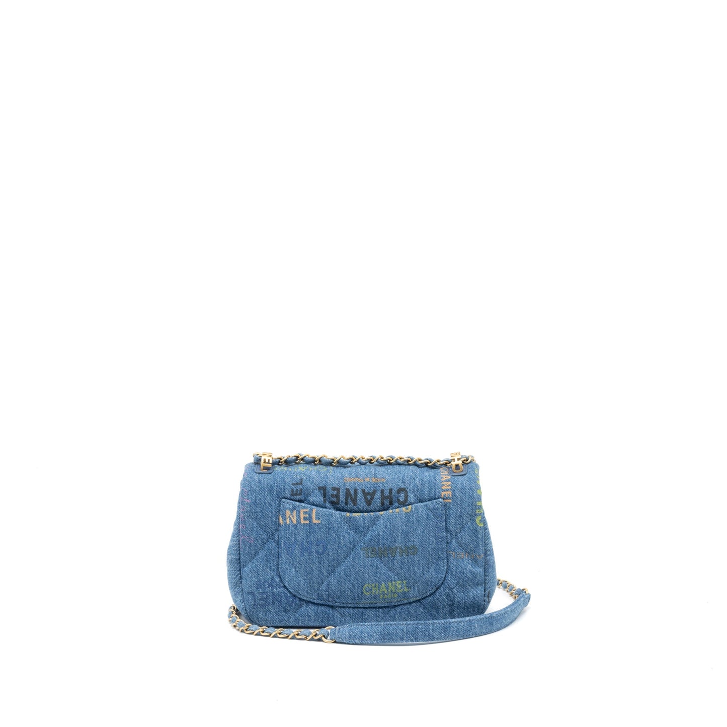 Chanel 22P Blue Denim Flap Bag Denim Blue Brushed  (Microchip)