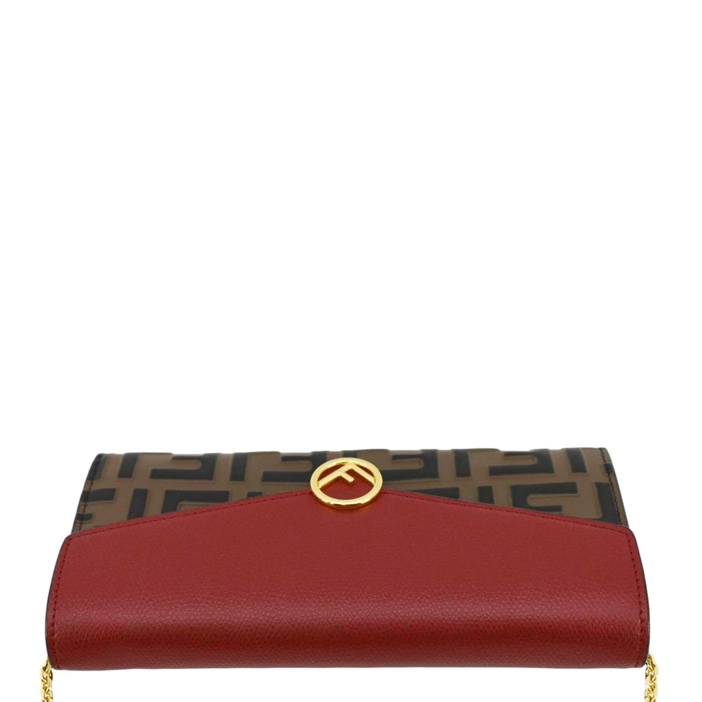Fendi Vitello Cruise F Is Fendi Leather Continental Chain Wallet Red
