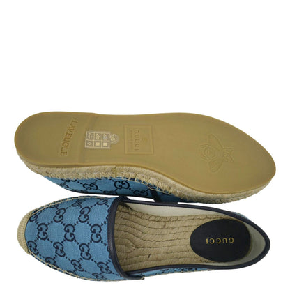 GUCCI Espadrilles GG Canvas Shoes Blue 663674 Size 38.5