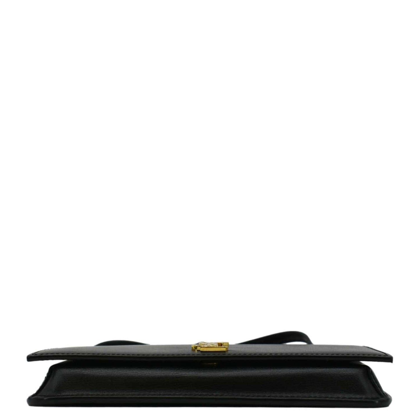 YVES SAINT LAURENT Phone Holder Monogram Smooth Leather Chain Crossbody Bag Black