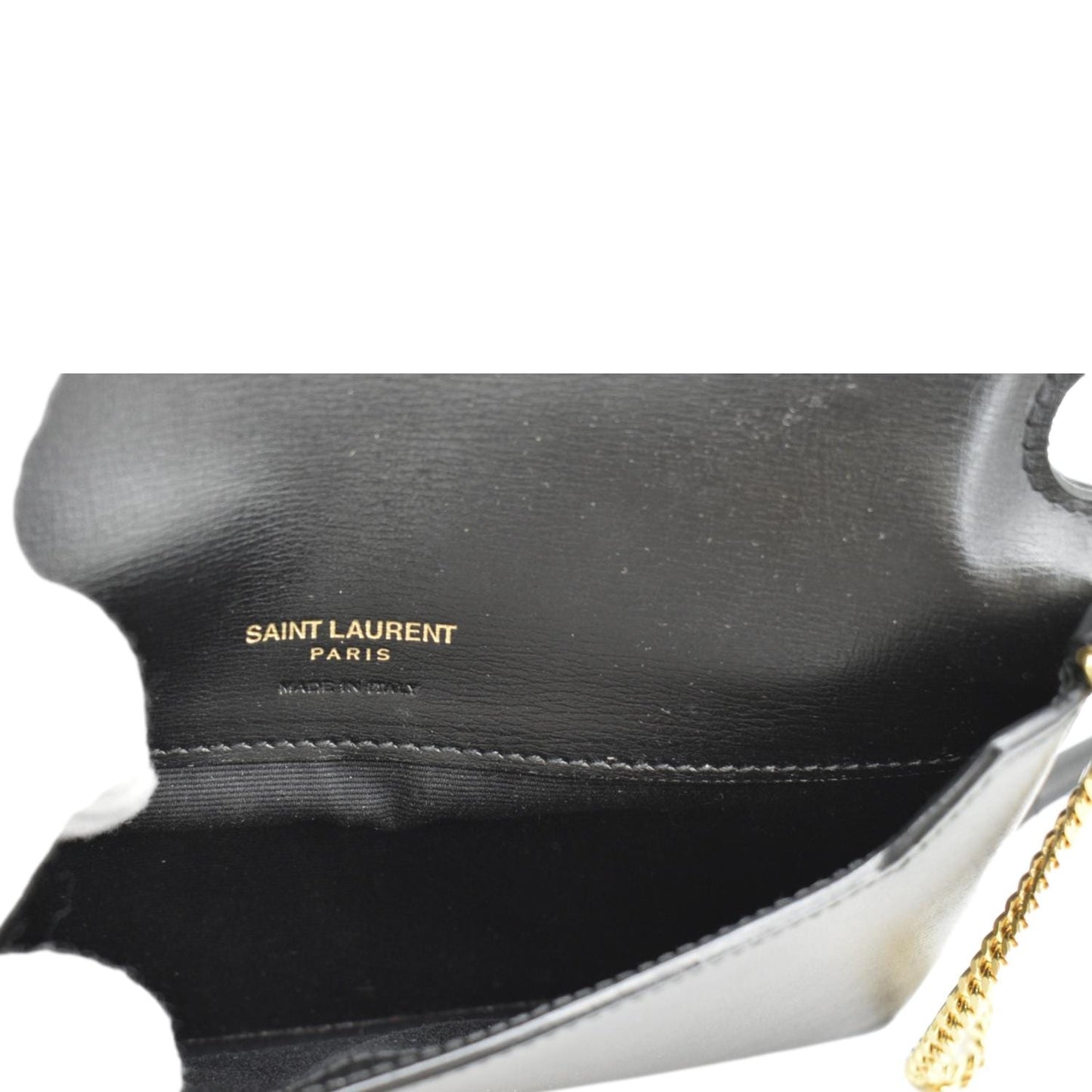 YVES SAINT LAURENT Phone Holder Monogram Smooth Leather Chain Crossbody Bag Black