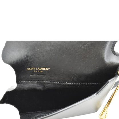 YVES SAINT LAURENT Phone Holder Monogram Smooth Leather Chain Crossbody Bag Black