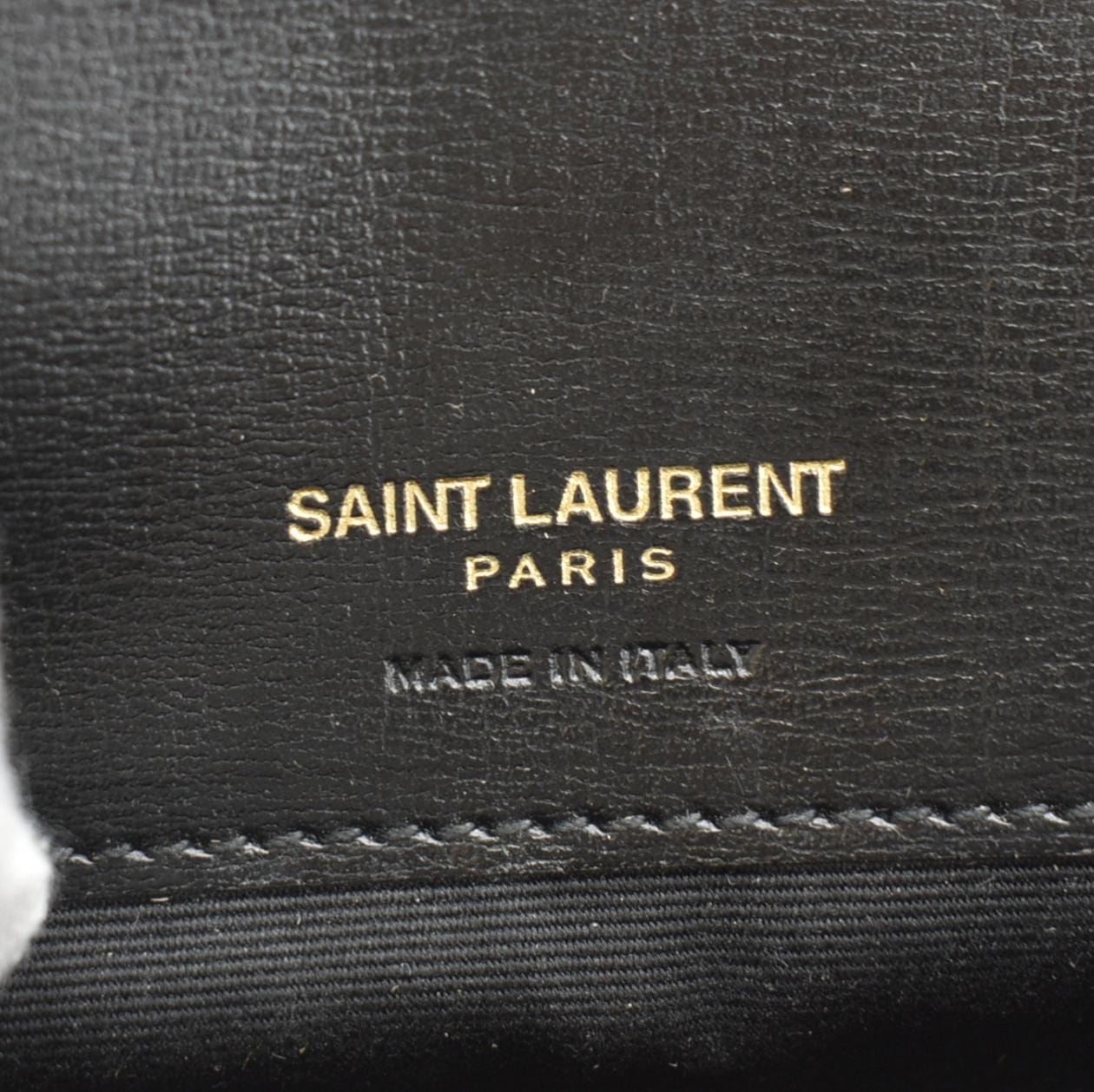 YVES SAINT LAURENT Phone Holder Monogram Smooth Leather Chain Crossbody Bag Black