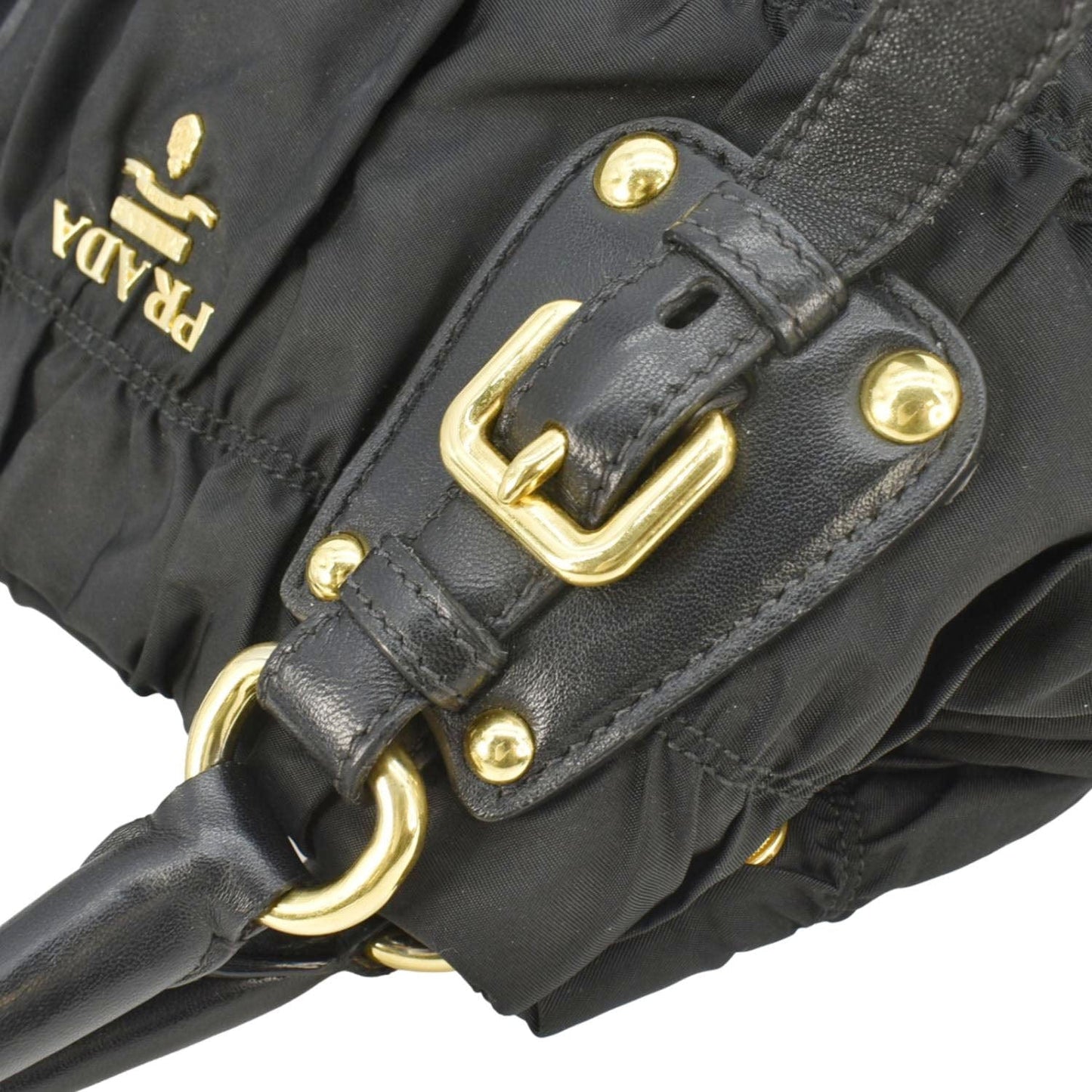 PRADA Tessuto Gaufre Nylon Tote Shoulder Bag Black