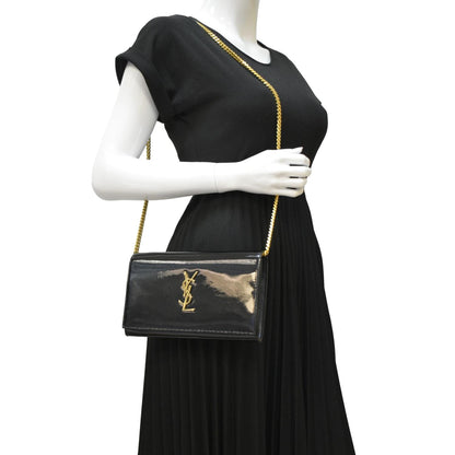 YVES SAINT LAURENT Kate WOC Patent Leather Crossbody Bag Black