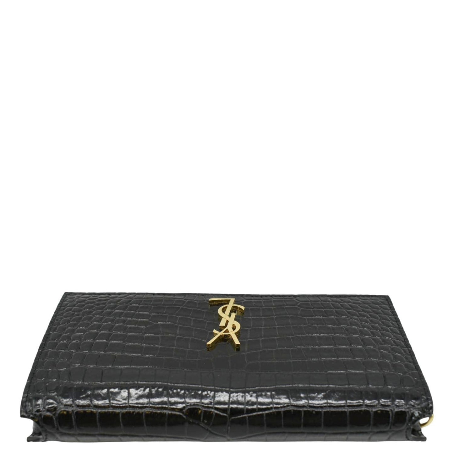 YVES SAINT LAURENT Kate Monogram Crocodile Leather Shoulder Bag Black