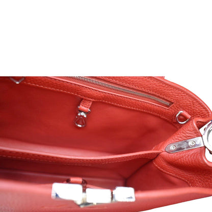LOUIS VUITTON Capucines MM Taurillon Leather Satchel Bag Red