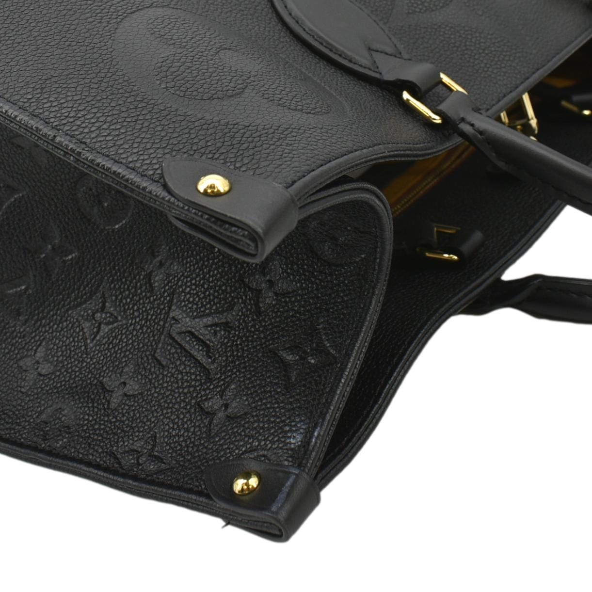 LOUIS VUITTON Onthego GM Monogram Empreinte Leather Tote Shoulder Bag Black