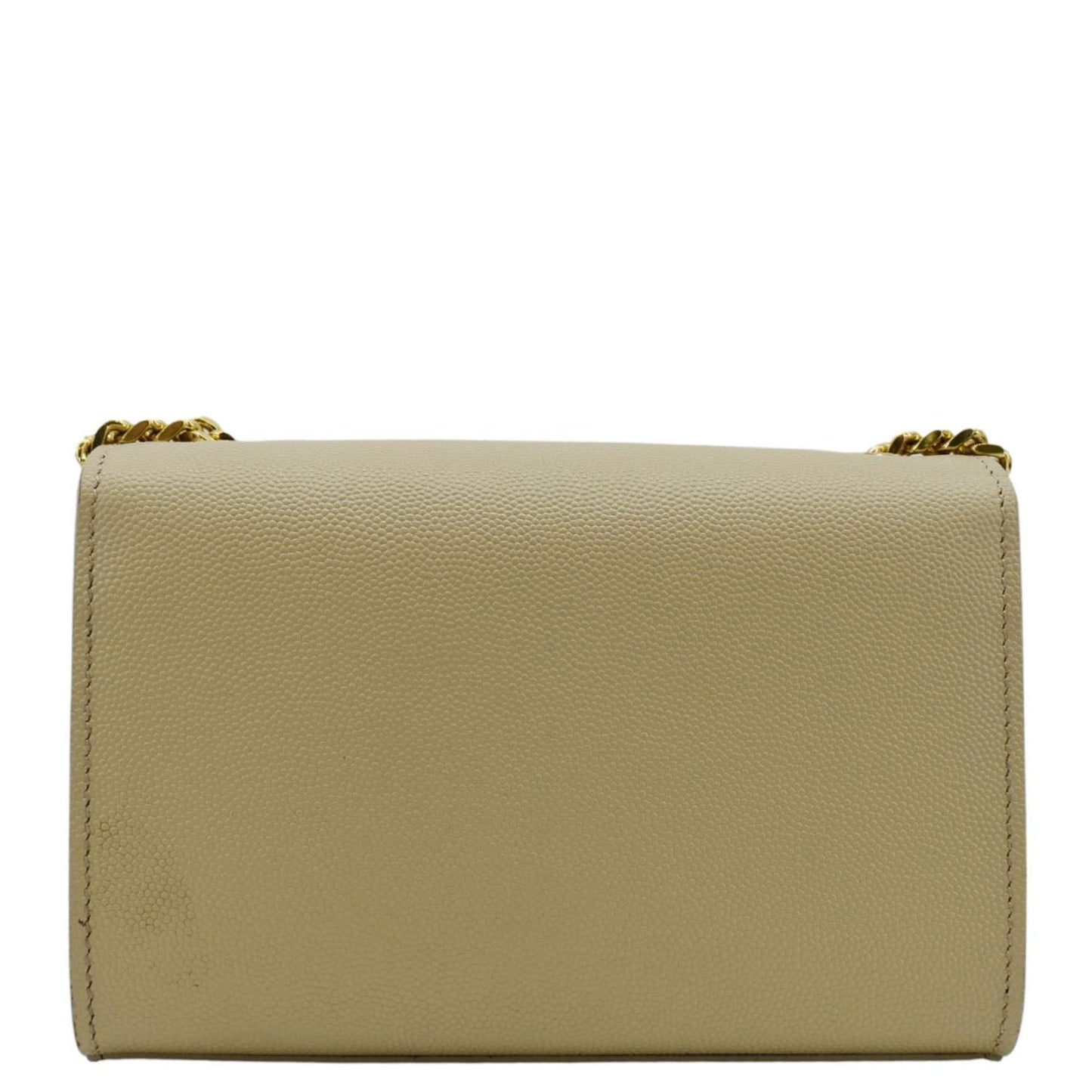 YVES SAINT LAURENT Kate Leather Chain Clutch Crossbody Bag Cream
