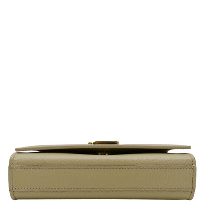 YVES SAINT LAURENT Kate Leather Chain Clutch Crossbody Bag Cream