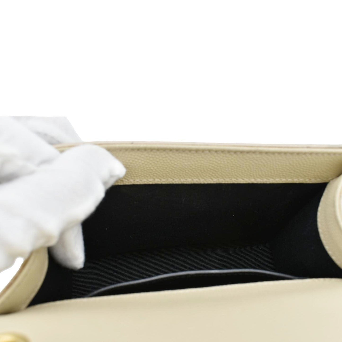 YVES SAINT LAURENT Kate Leather Chain Clutch Crossbody Bag Cream