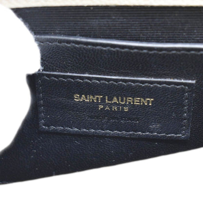YVES SAINT LAURENT Kate Leather Chain Clutch Crossbody Bag Cream
