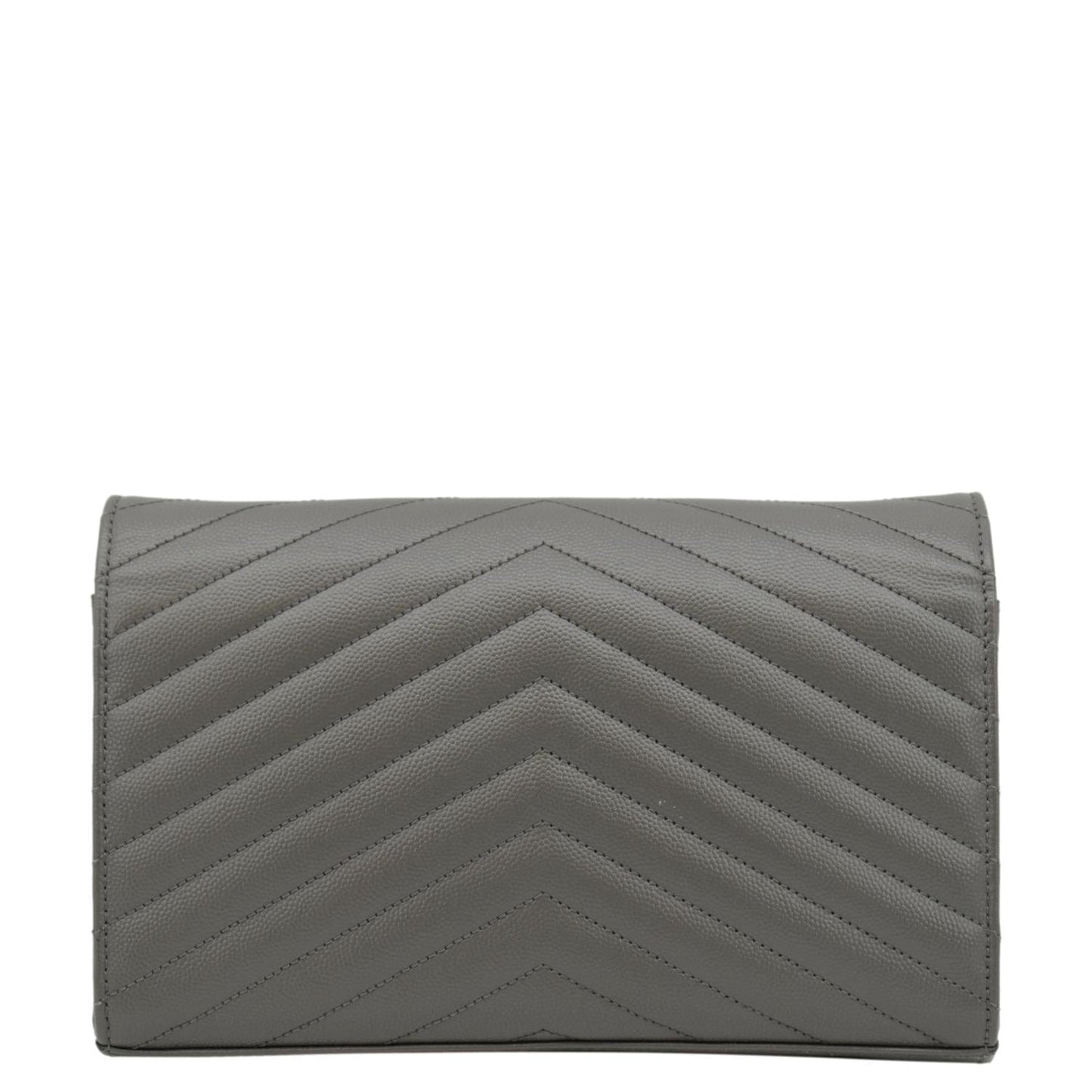 YVES SAINT LAURENT Kate Leather Chain Clutch Crossbody Bag Grey