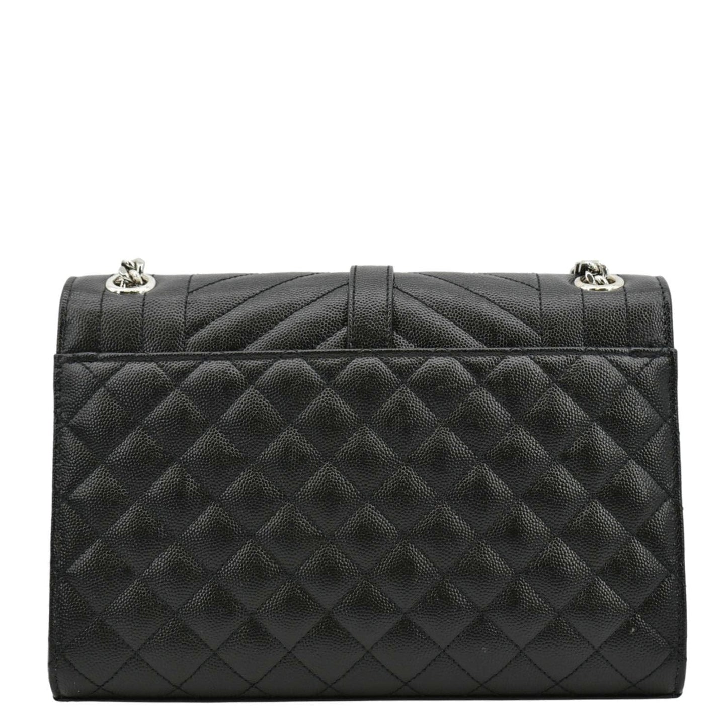 YVES SAINT LAURENT Envelope Mix Matelassé Chain Leather Shoulder Bag Black