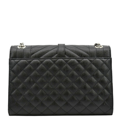 YVES SAINT LAURENT Envelope Mix Matelassé Chain Leather Shoulder Bag Black