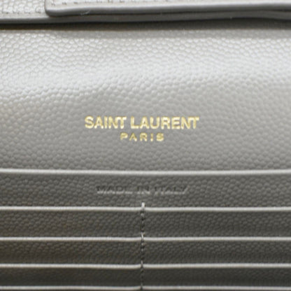 YVES SAINT LAURENT Kate Leather Chain Clutch Crossbody Bag Grey