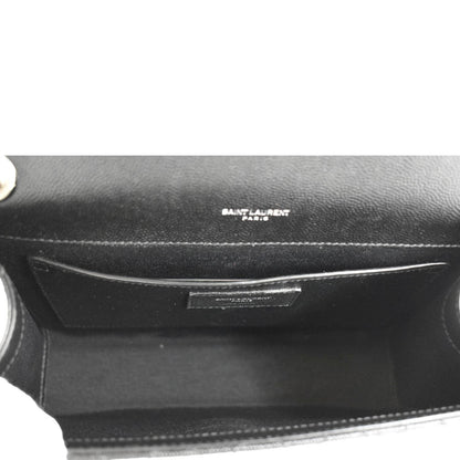 YVES SAINT LAURENT Envelope Mix Matelassé Chain Leather Shoulder Bag Black