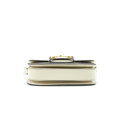 Gucci Horsebit 1955 Small Shoulder Bag White Leather
