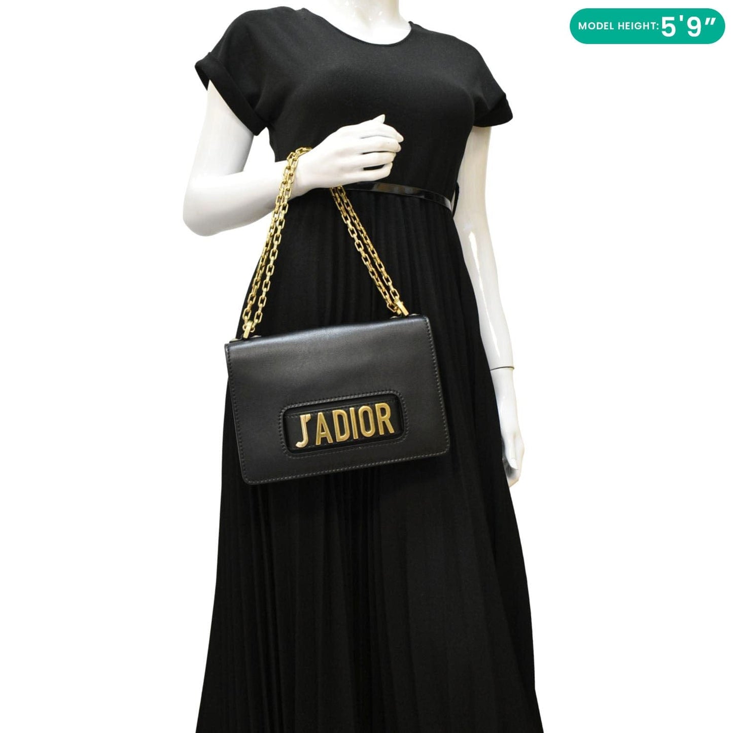 CHRISTIAN DIOR J'Adior Medium Leather Flap Chain Shoulder Bag Black