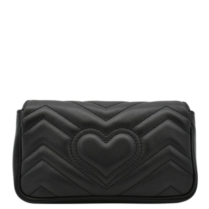 GUCCI GG Marmont Super Mini Matelasse Leather Crossbody Bag Black 476433