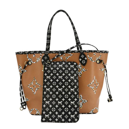 LOUIS VUITTON Neverfull MM Monogram Jungle Shoulder Bag Orange