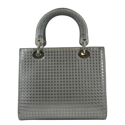 CHRISTIAN DIOR Lady Dior Micro Cannage Leather Shoulder Bag Metallic