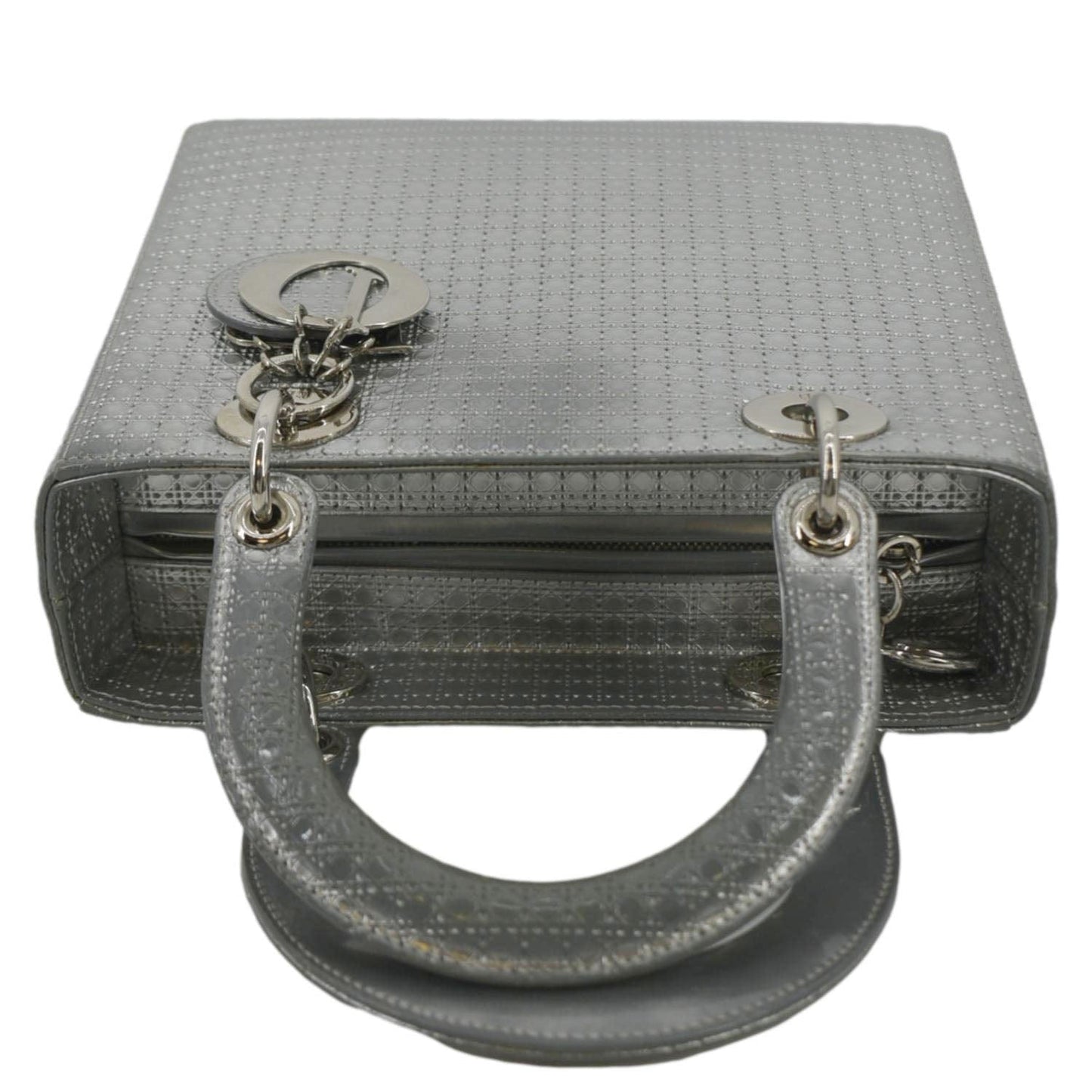 CHRISTIAN DIOR Lady Dior Micro Cannage Leather Shoulder Bag Metallic