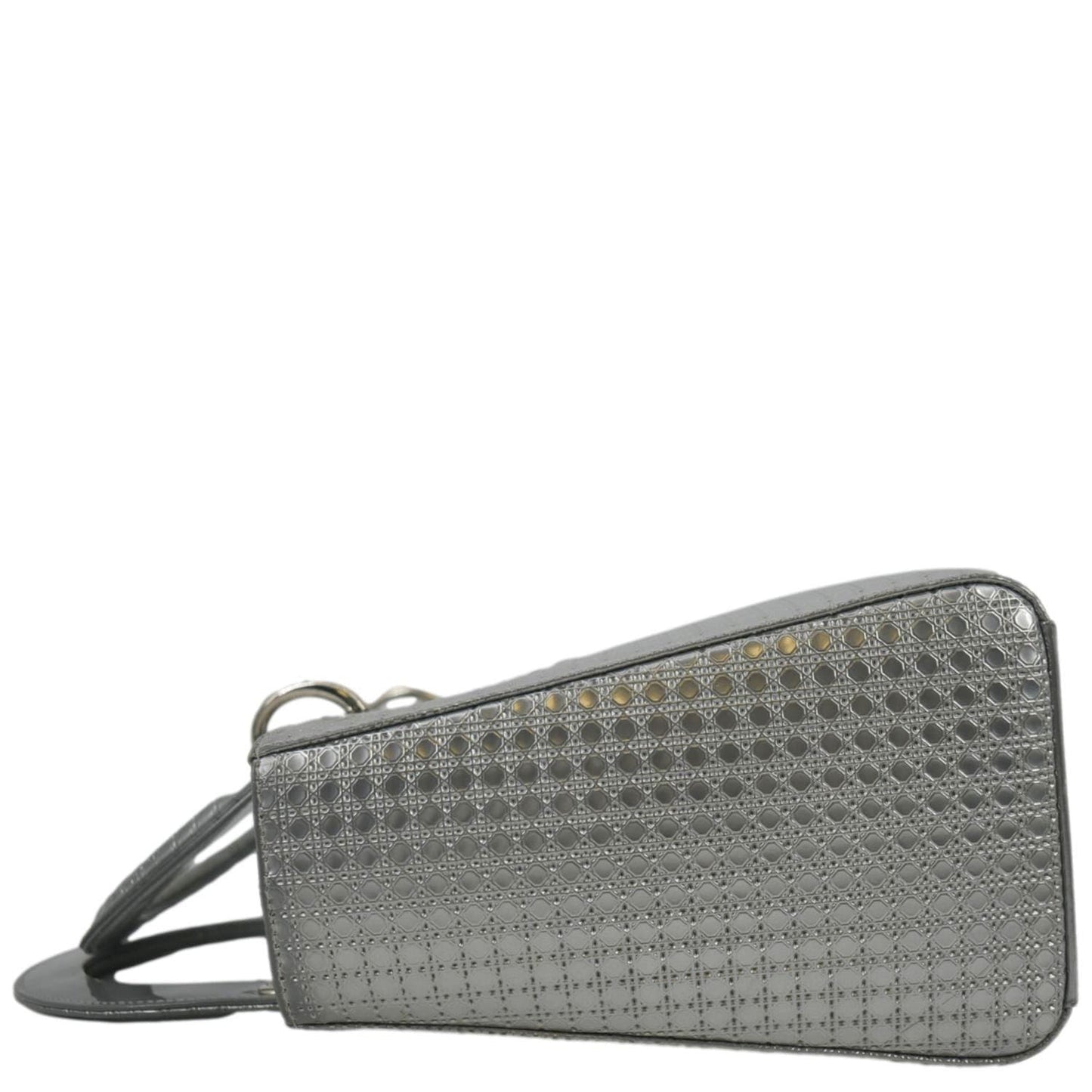 CHRISTIAN DIOR Lady Dior Micro Cannage Leather Shoulder Bag Metallic