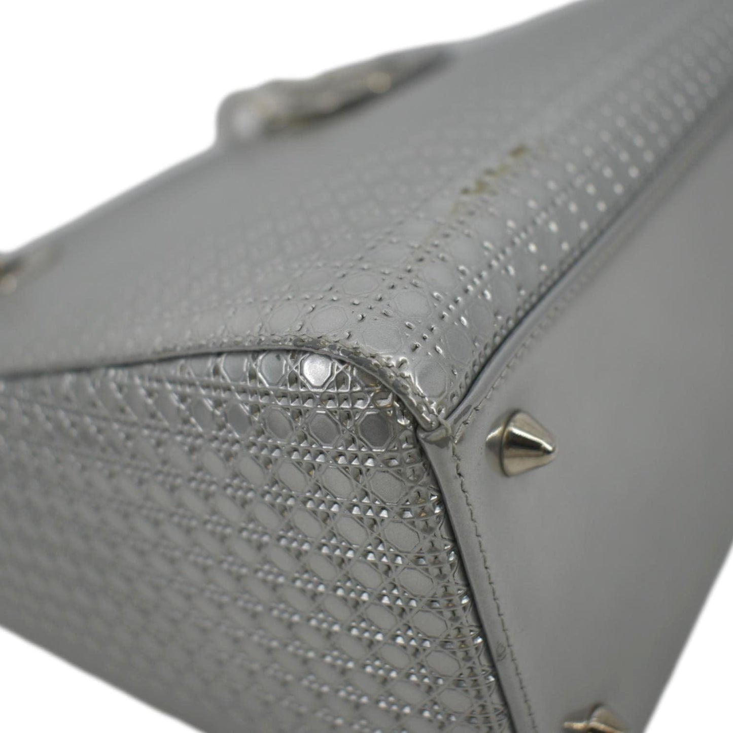 CHRISTIAN DIOR Lady Dior Micro Cannage Leather Shoulder Bag Metallic
