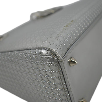 CHRISTIAN DIOR Lady Dior Micro Cannage Leather Shoulder Bag Metallic
