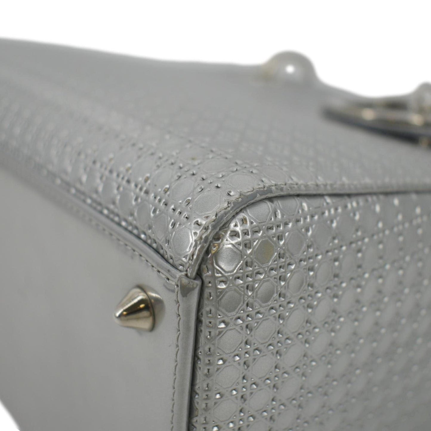 CHRISTIAN DIOR Lady Dior Micro Cannage Leather Shoulder Bag Metallic