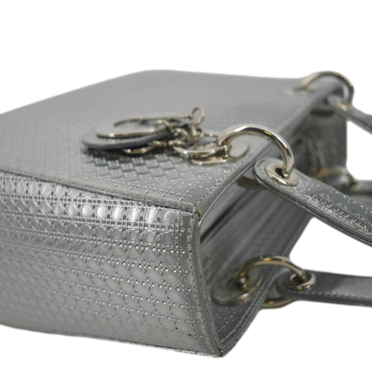 CHRISTIAN DIOR Lady Dior Micro Cannage Leather Shoulder Bag Metallic