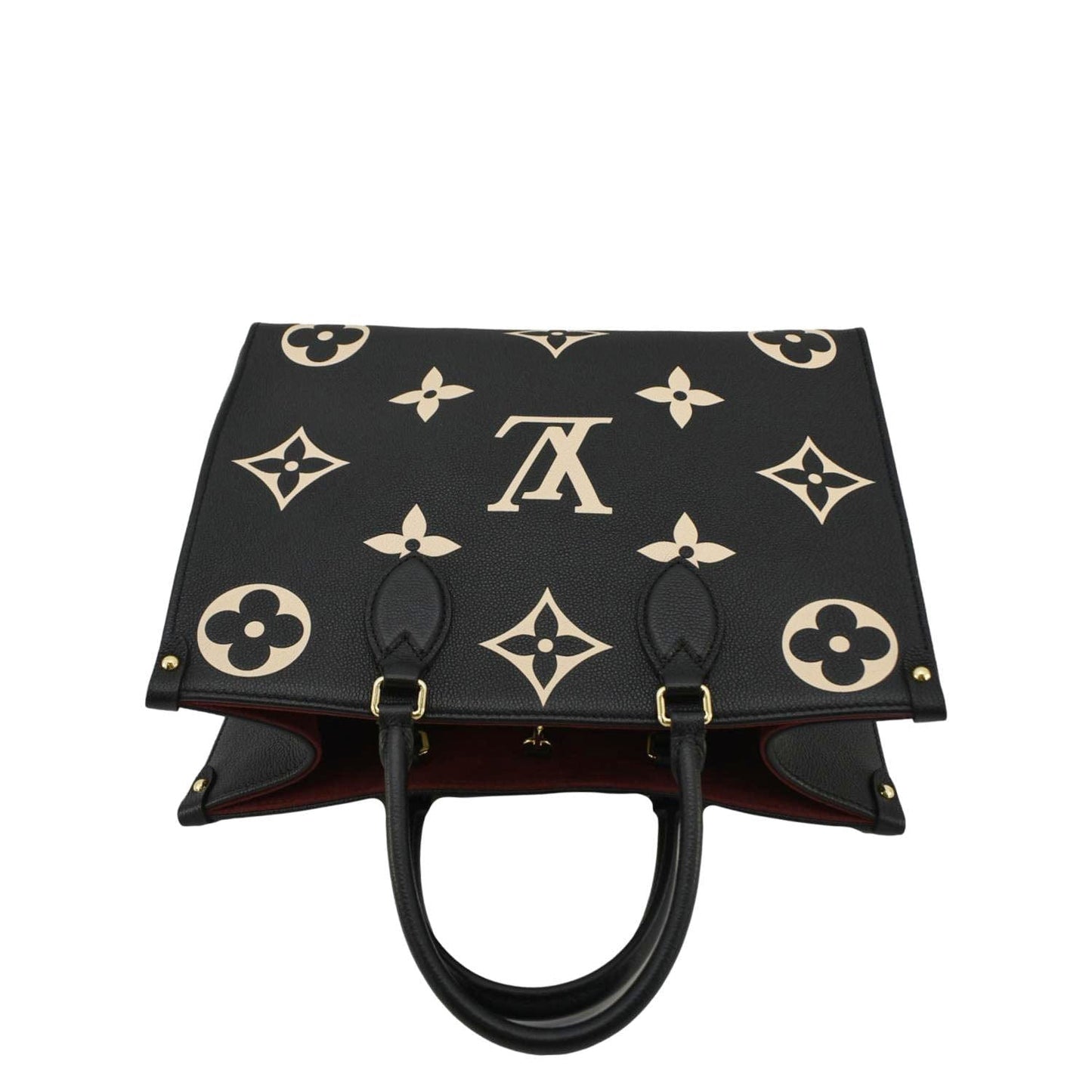 LOUIS VUITTON Onthego MM Giant Monogram Empreinte Leather Tote Bag Bicolor