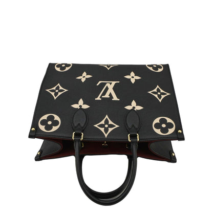 LOUIS VUITTON Onthego MM Giant Monogram Empreinte Leather Tote Bag Bicolor