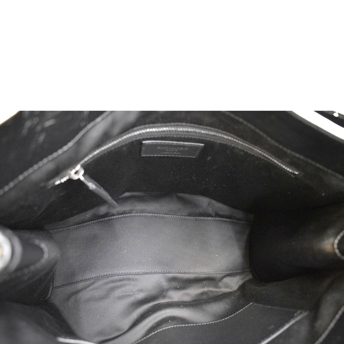 YVES SAINT LAURENT Niki  Crinkle Leather Shopper Tote Bag Black