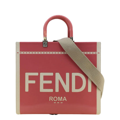 FENDI Sunshine Medium Leather Crossbody Tote Bag Light Pink