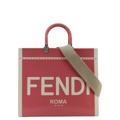 FENDI Sunshine Medium Leather Crossbody Tote Bag Light Pink