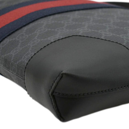 GUCCI East West GG Supreme Web Messenger Bag Black 474139