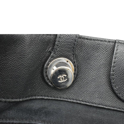 CHANEL Coco Eyelets Large Leather Shopping Tote Shoulder  Black