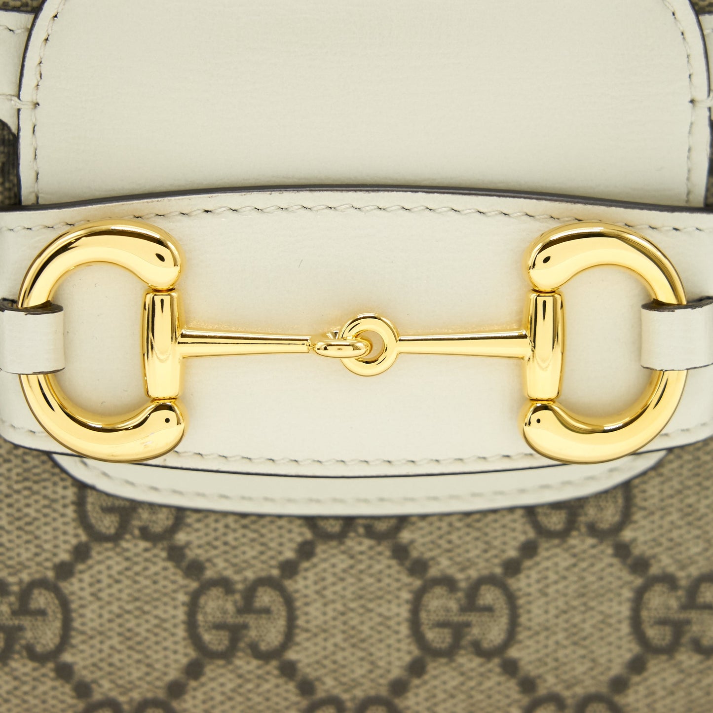 Gucci Horsebit 1955 Small Shoulder Bag White Leather