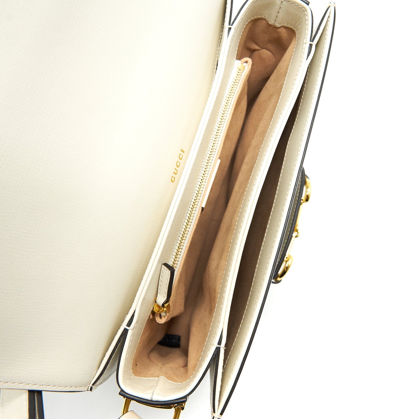 Gucci Horsebit 1955 Small Shoulder Bag White Leather