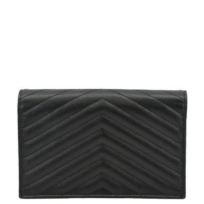 YVES SAINT LAURENT WOC Cassandre Grain De Poudre Chain Crossbody Bag Black