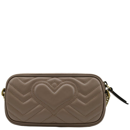 GUCCI Mini GG Marmont Chain Leather Crossbody Bag Dusty Pink 598596
